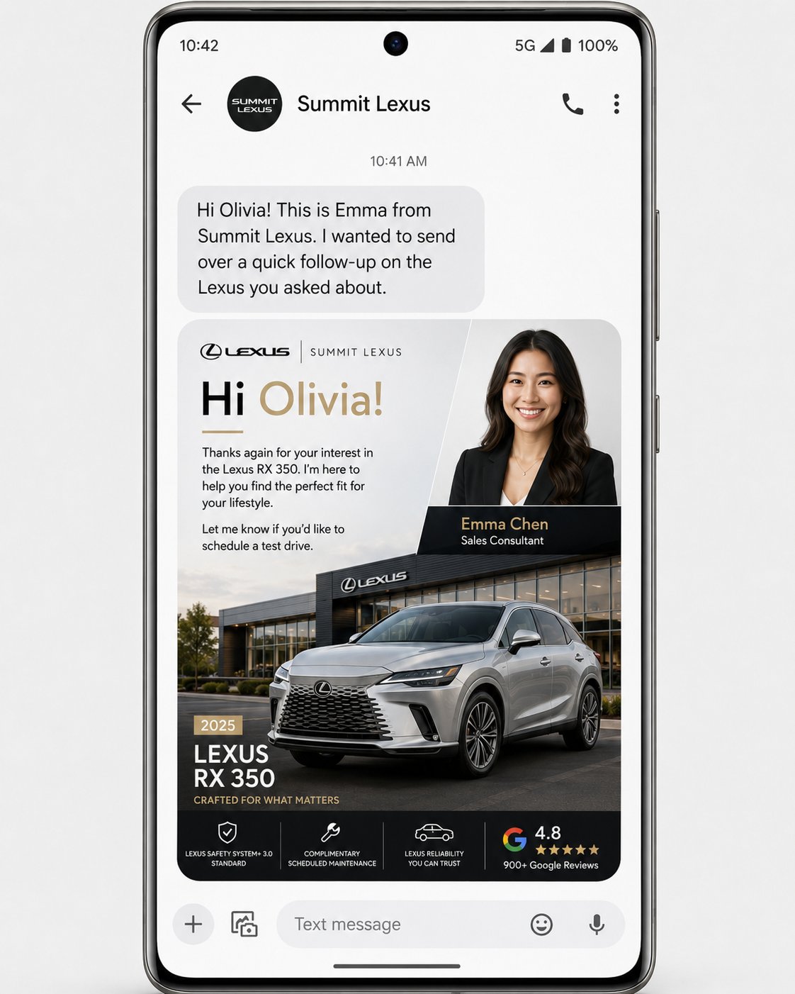 Summit Lexus follow-up on an Android phone
