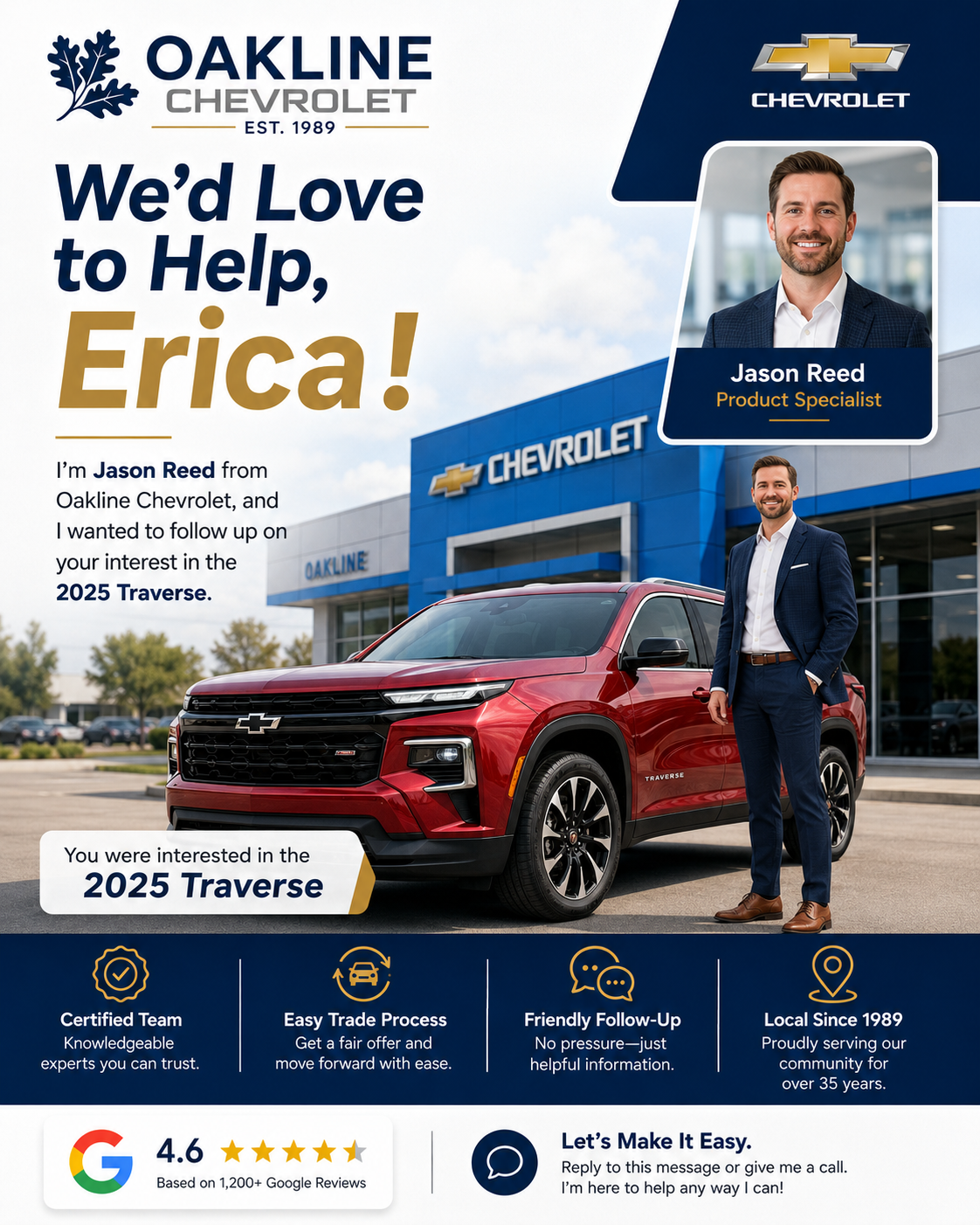 Oakline Chevrolet, We'd Love to Help Erica, 2025 Traverse
