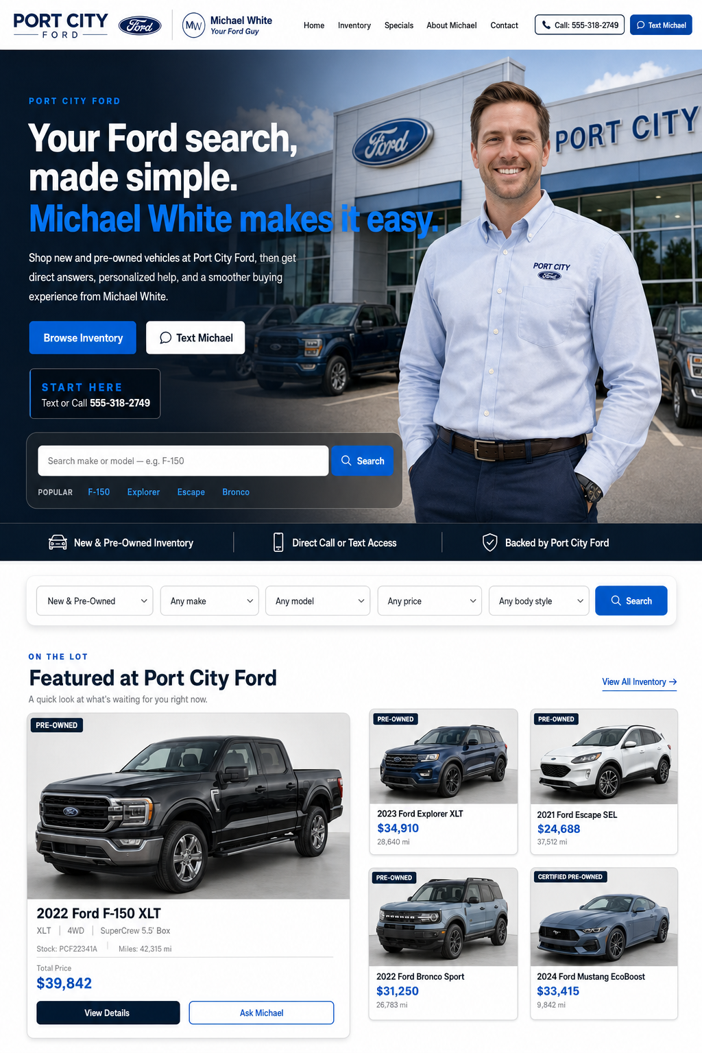 Port City Ford salesperson Showroom example