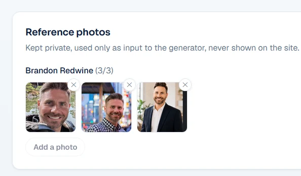 Private salesperson reference photos used by the Lead2Lot photo generator