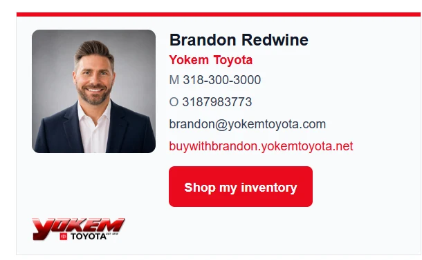 Card-style Lead2Lot email signature layout